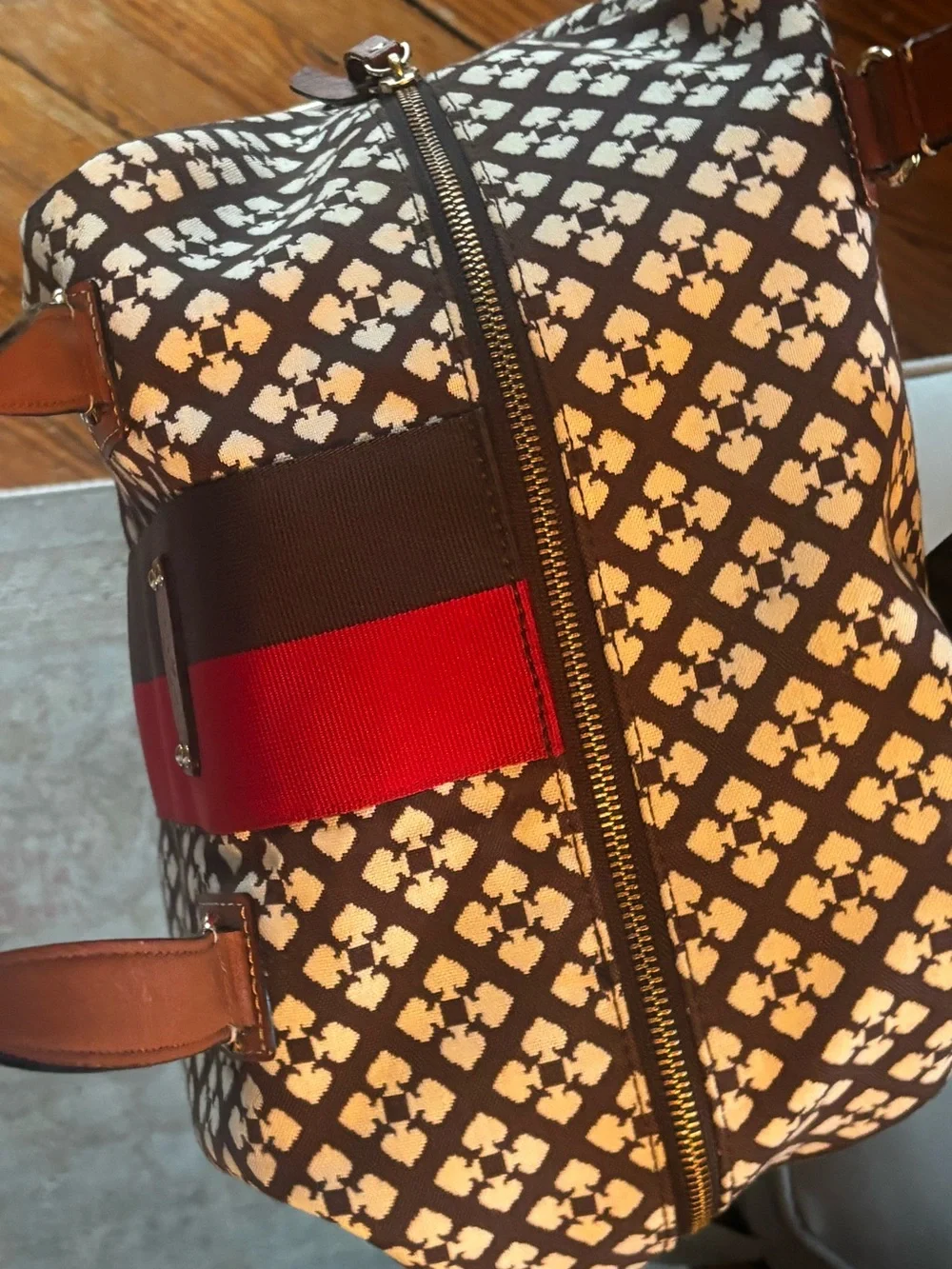 Kate Spade New York Spade Print Weekender Travel Tote Overnight Bag Crossbody